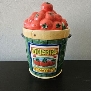 Tomato basket cookie jar